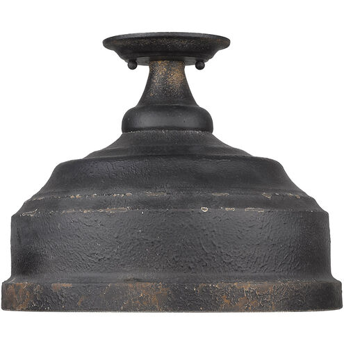 Keating 3 Light 14 inch Antique Black Iron Semi-flush Ceiling Light